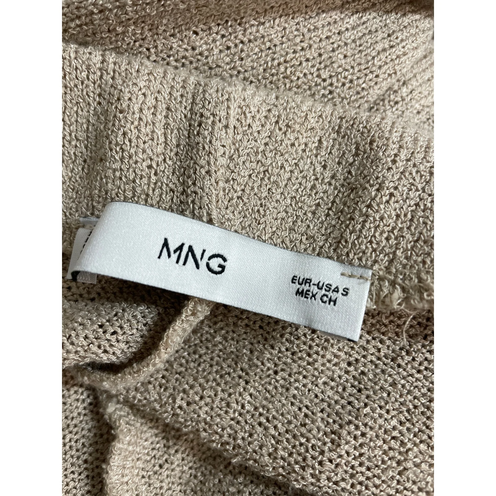 MNG Mango Beige Knit Sleeveless Button Up V Neck Wide Leg Pants 2 Pc Set Size S - Image 6