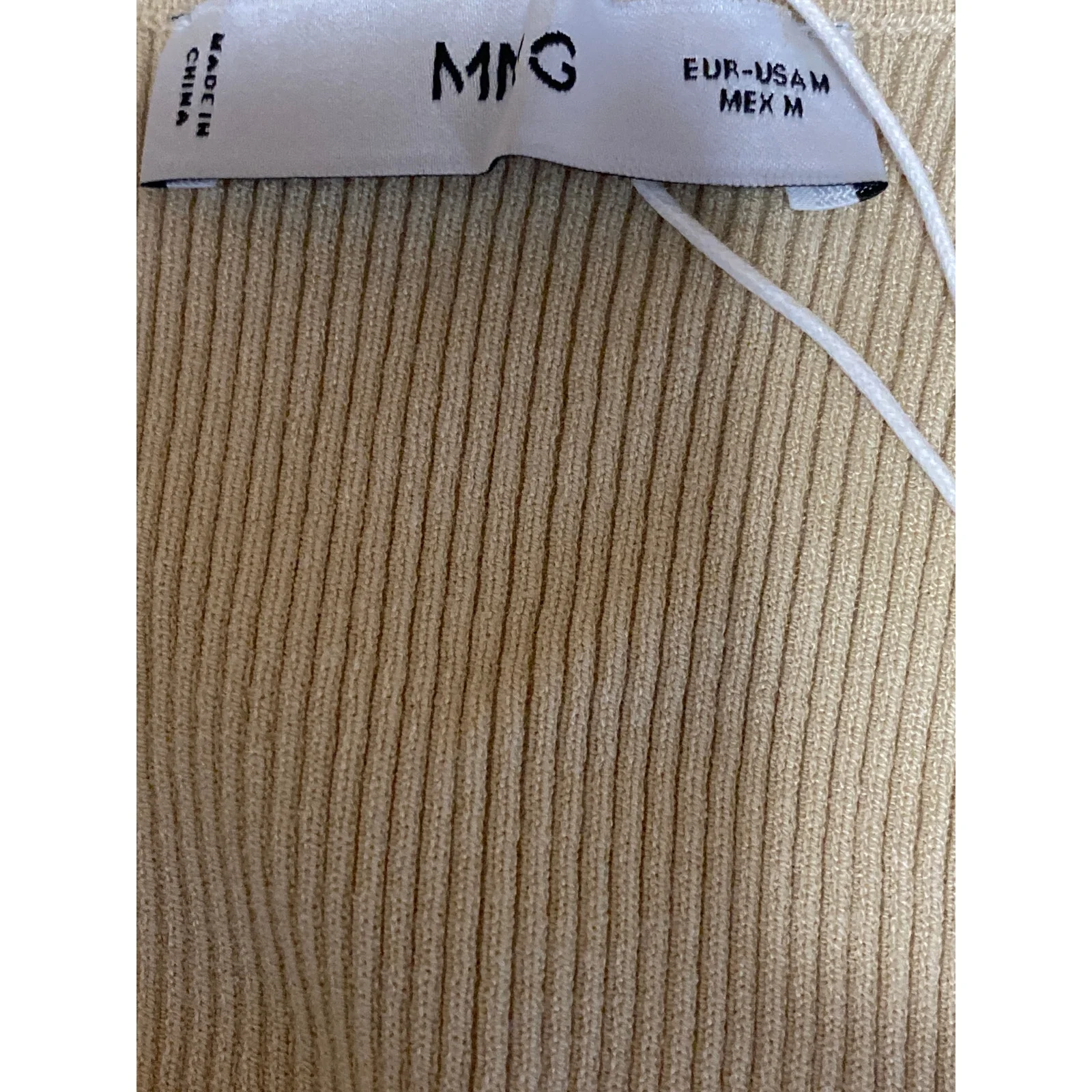 MNG Mango Beige Ribbed Sleeveless Twist Front Cami Tank Cardigan Sweater Vest M - Image 5