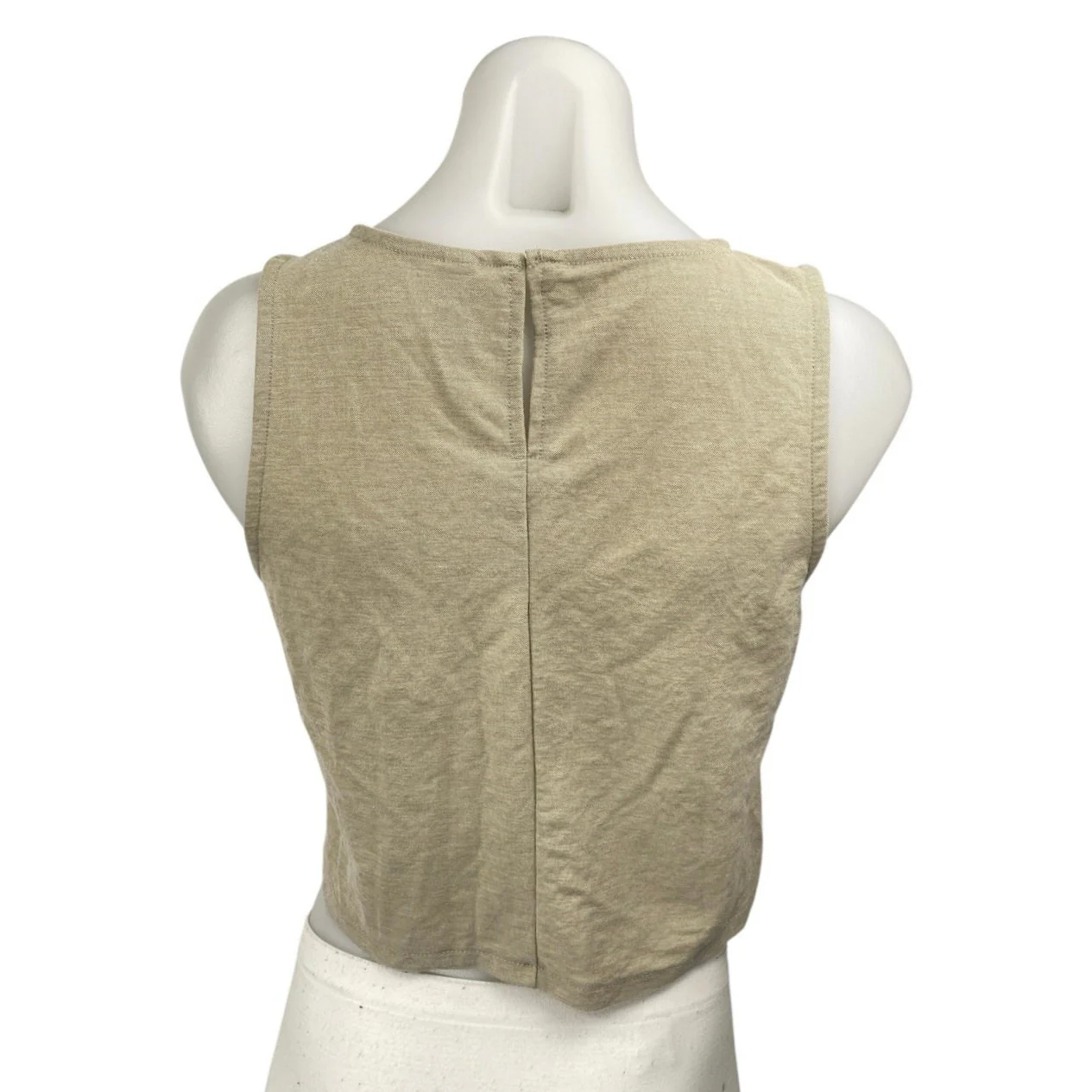 MNG Mango Beige Tan Khaki Sleeveless High Neck Cami Cropped Tank Top Size S - Image 2