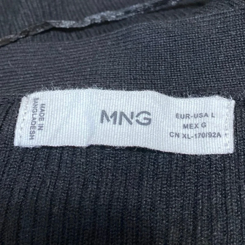 MNG Mango Black Long Sleeve Ribbed Knit Button Up Long Cardigan Sweater Size L - Image 3