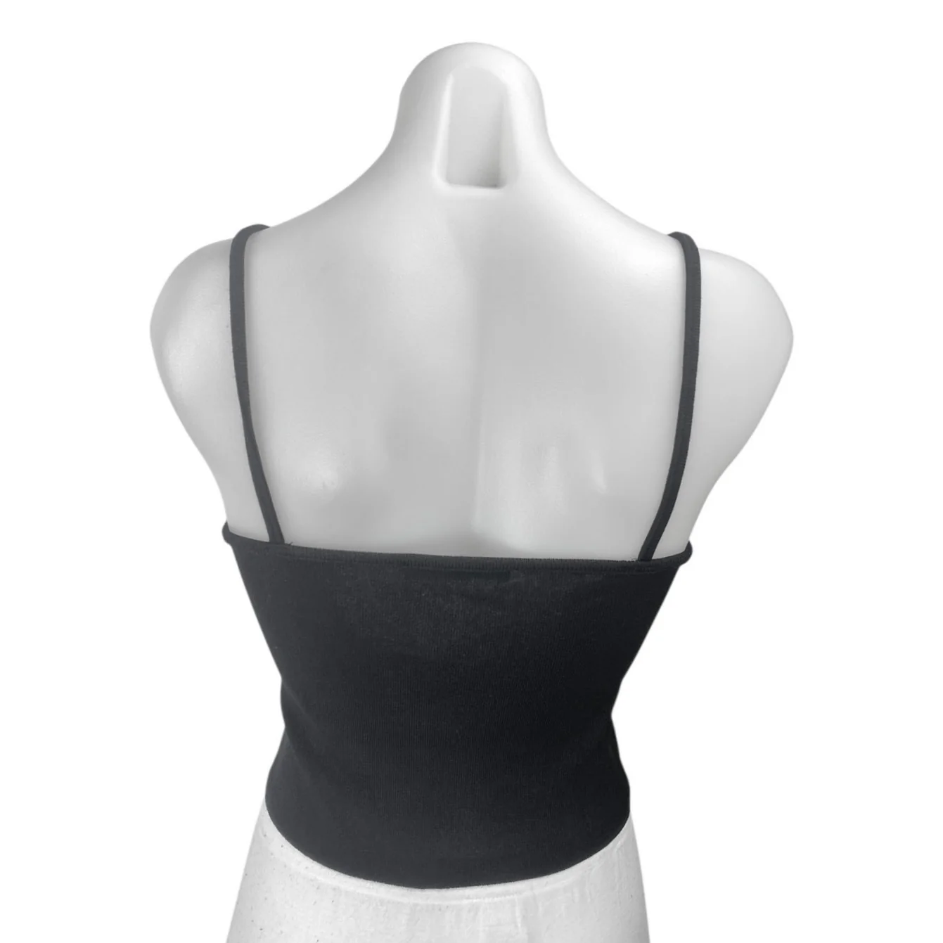 MNG Mango Black Sleeveless Ribbed Knit Bow Keyhole Cami Tank Crop Top Size S - Image 2