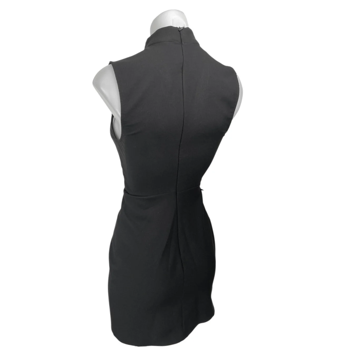 MNG Mango Black Sleeveless Tie Waist Mock Neck Tank Sheath Mini Dress Size 0 - Image 2
