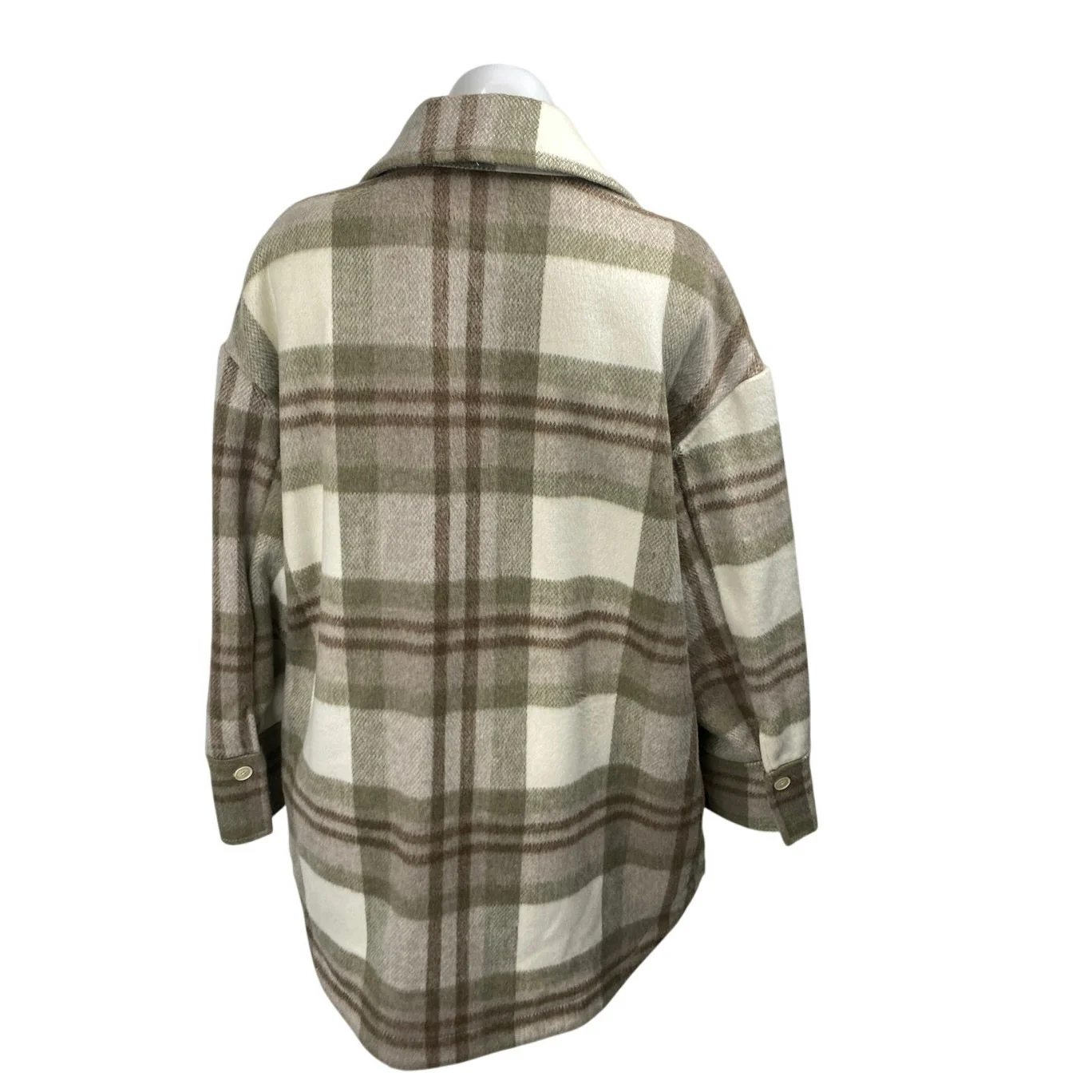 MNG Mango Brown Tan Plaid Checkered Long Sleeve Button Down Shirt Jacket Sz XS-S - Image 2
