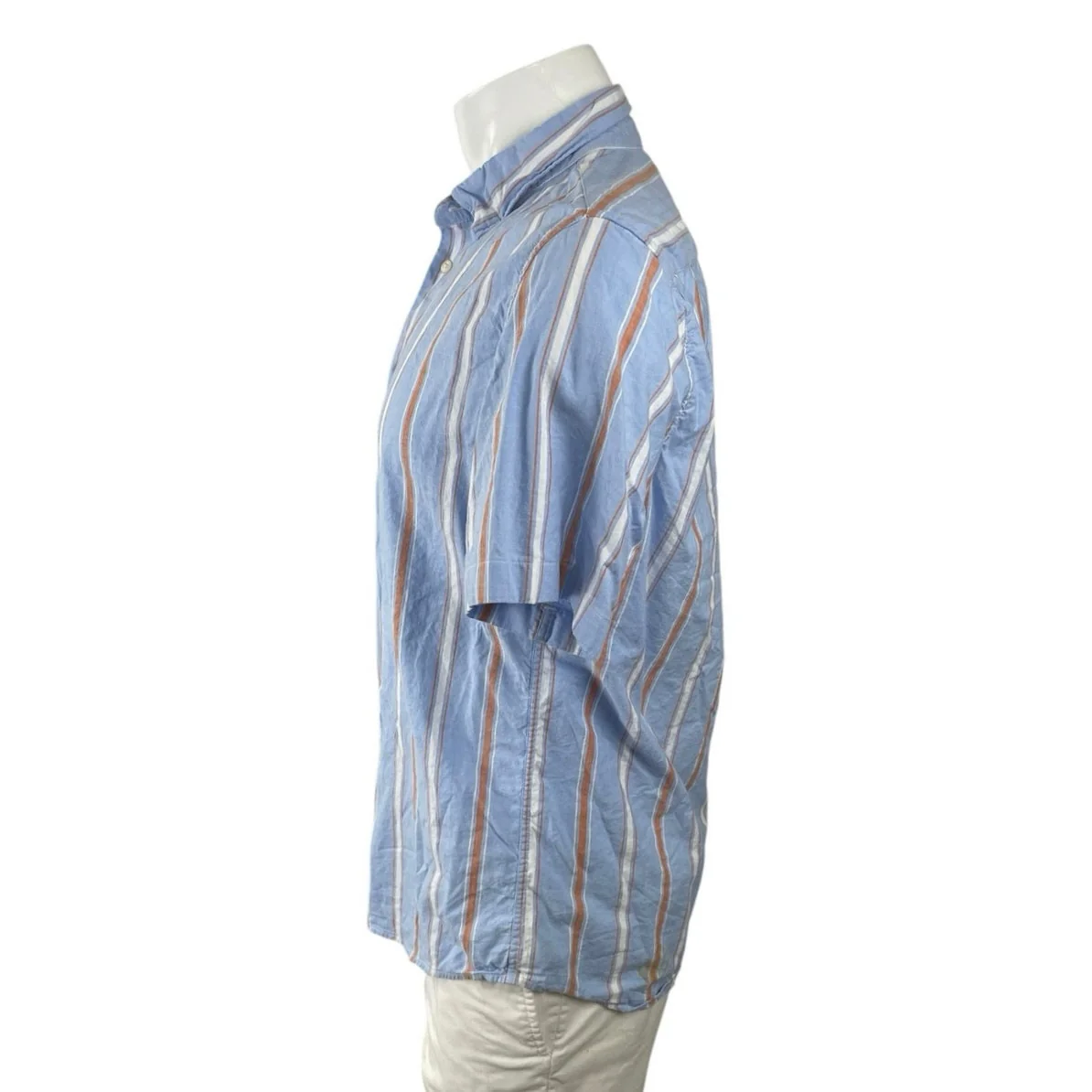 MNG Mango Men's Blue Striped Short Sleeve Casual Button Down Shirt Top Size M - Image 2