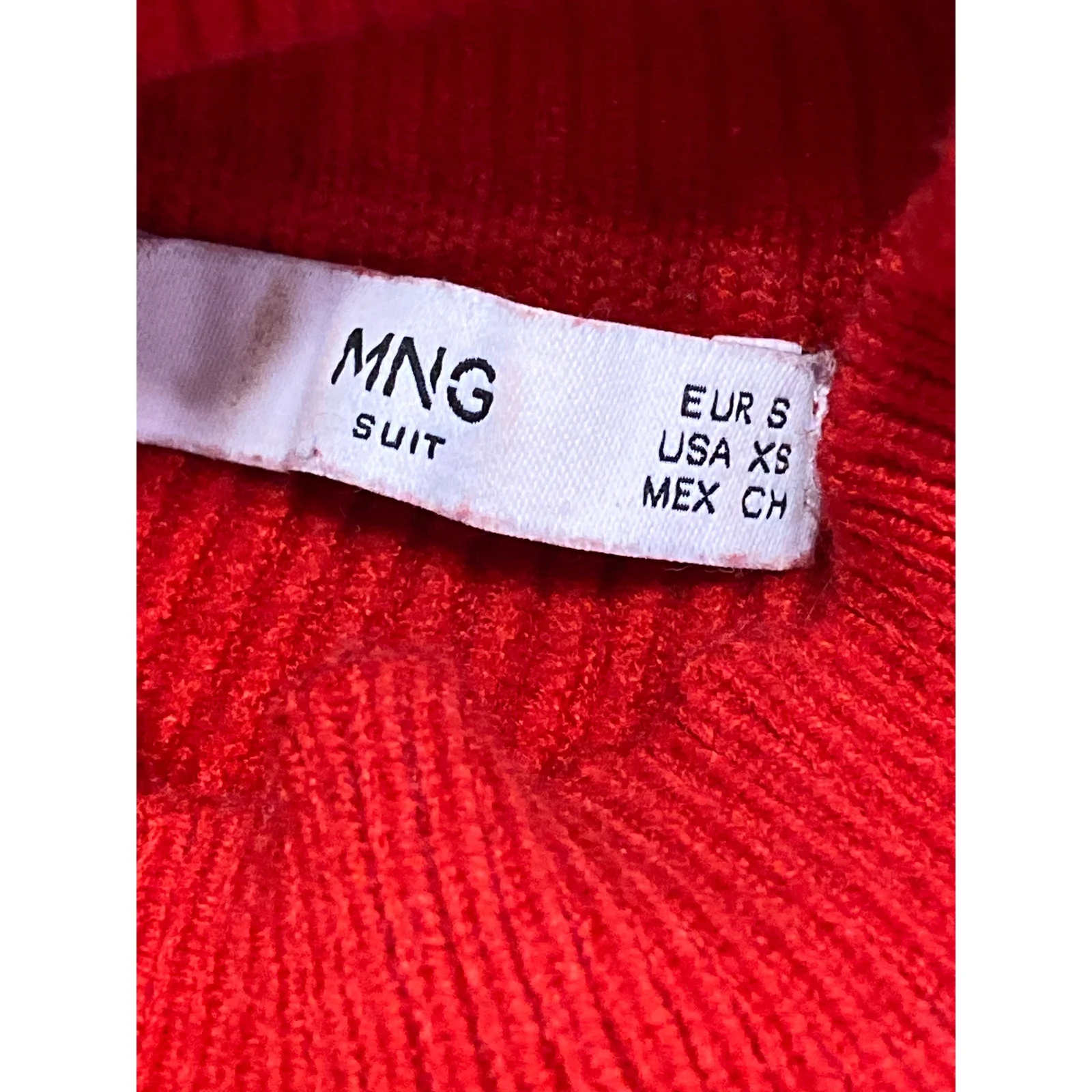 MNG Mango Red Ribbed Turtle Neck Long Sleeve Crop Sweatshirt Sweater Top Size XS - Image 5