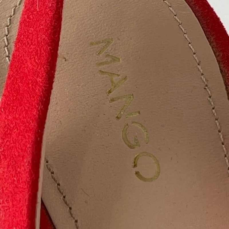 MNG Mango Red Suede Leather Pointed Toe Stiletto Slingback High Heels Size 6.5 - Image 5