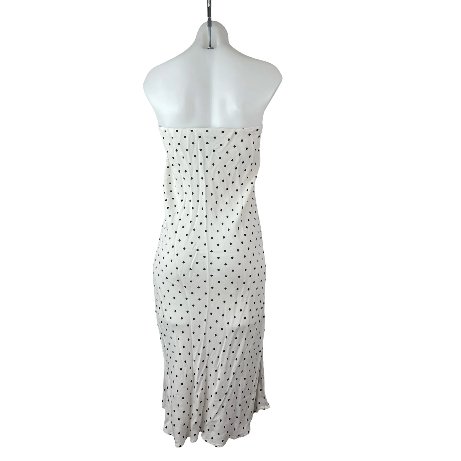 MNG Mango White Black Polka Dots Strapless Tube Bandeau Slip Midi Dress Size S - Image 4