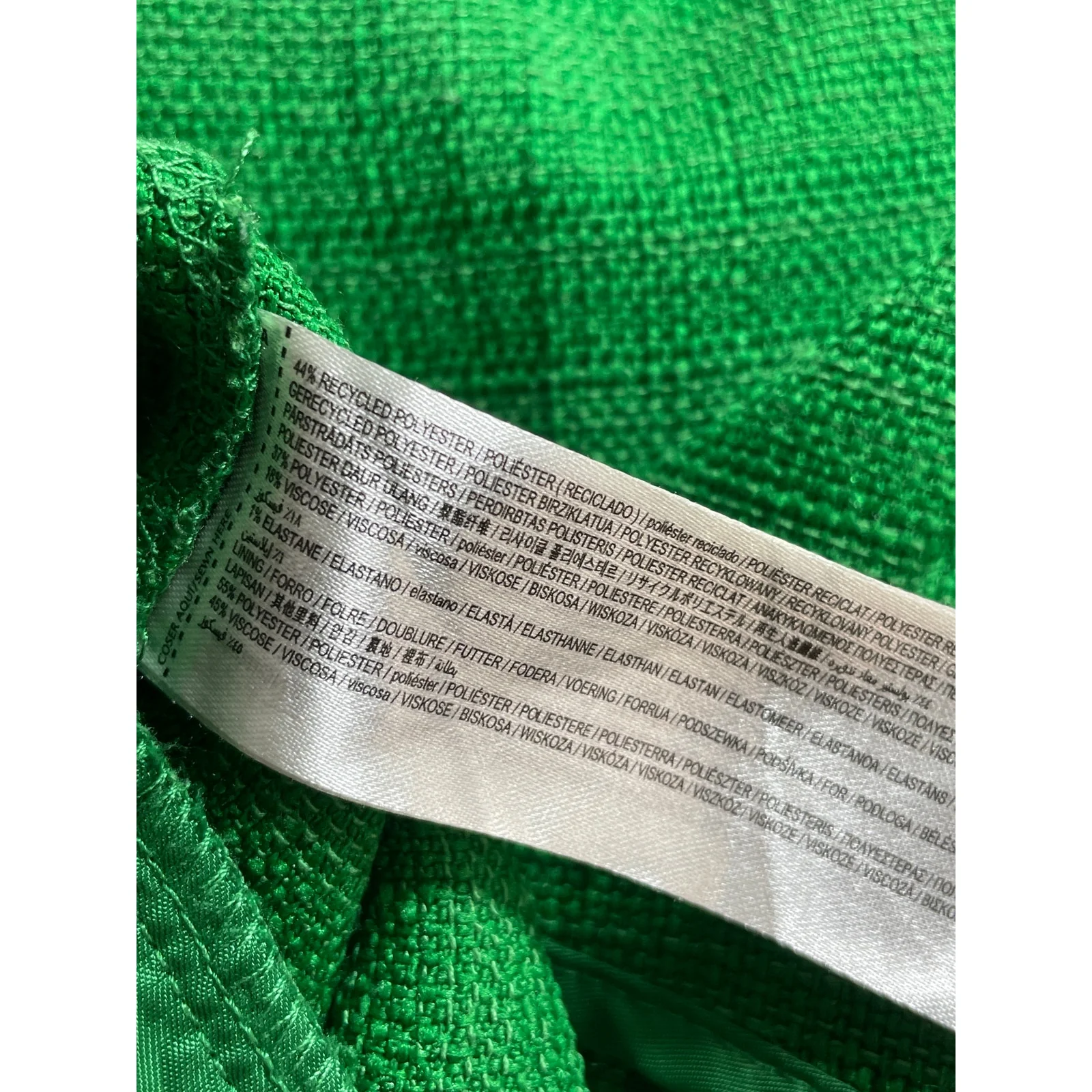 MNG Mango Women Green Tweed High Rise Straight Palazzo Wide Leg Trousers Pants 6 - Image 6