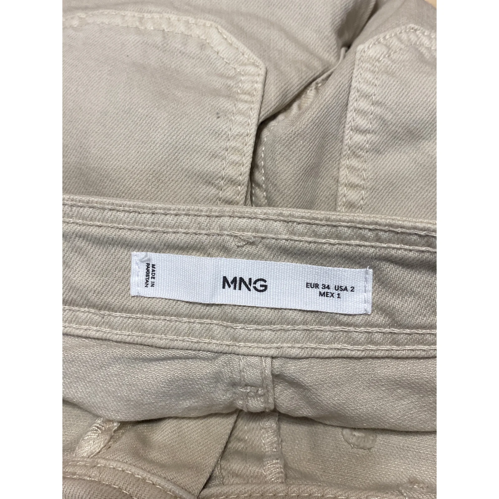 MNG Mango Women's Beige High Rise Palazzo Flare Wide Leg Denim Jeans Pants Sz 2 - Image 5