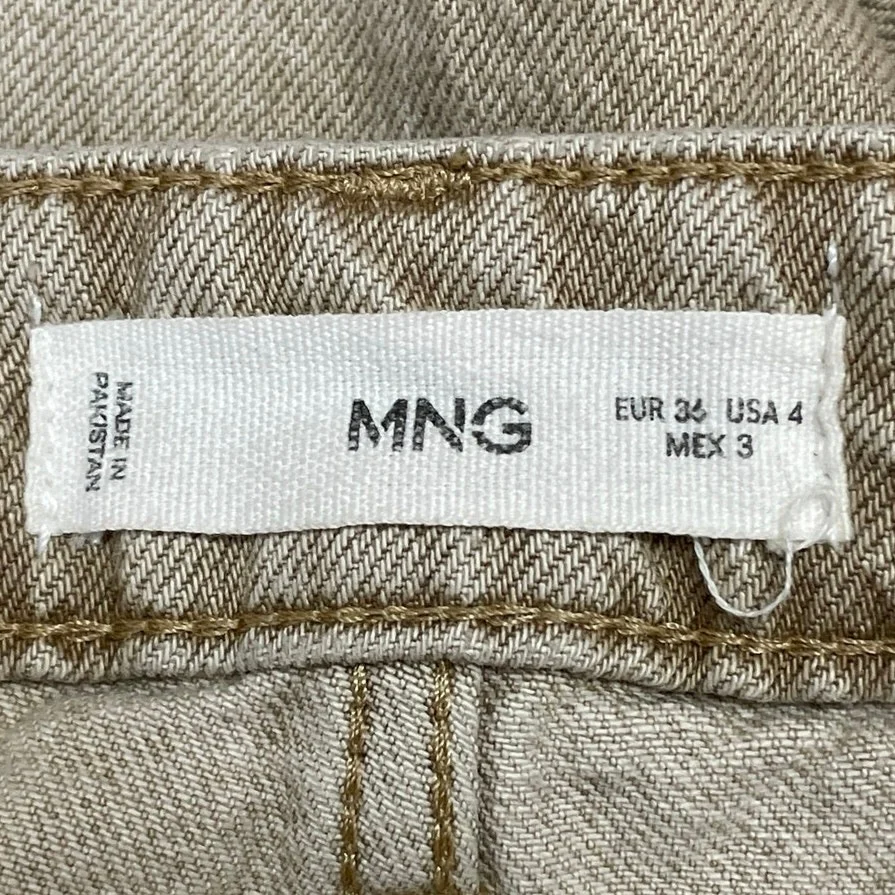 MNG Mango Women's Beige High Rise Wide Leg Straight Baggy Denim Jeans Size 4 - Image 4