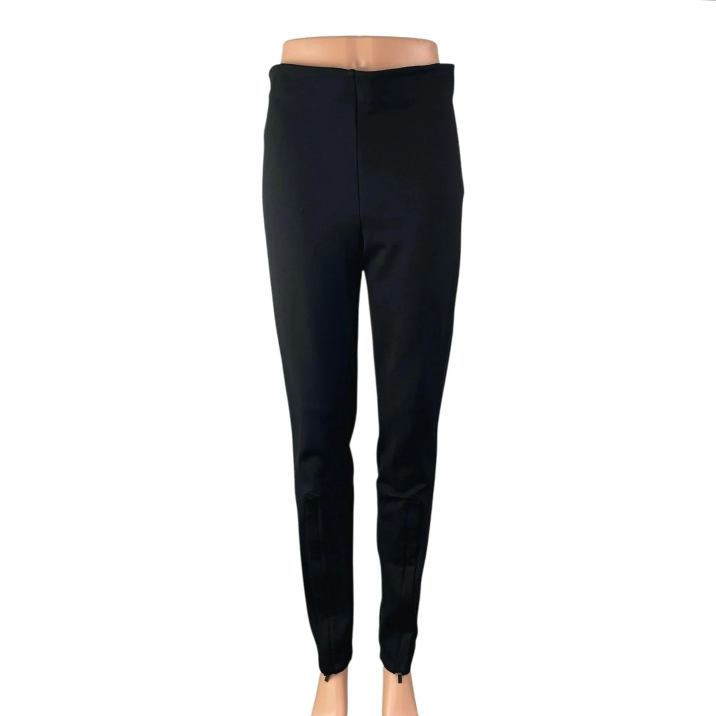 MNG Mango Women's Black High Waisted Split Zip Flare Trousers Dress Pants Size L