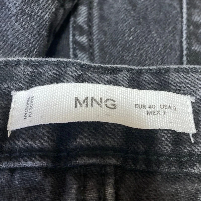 MNG Mango Womens Black High Waisted Straight Wide Leg Denim Jeans Panrs Size 8 - Image 4