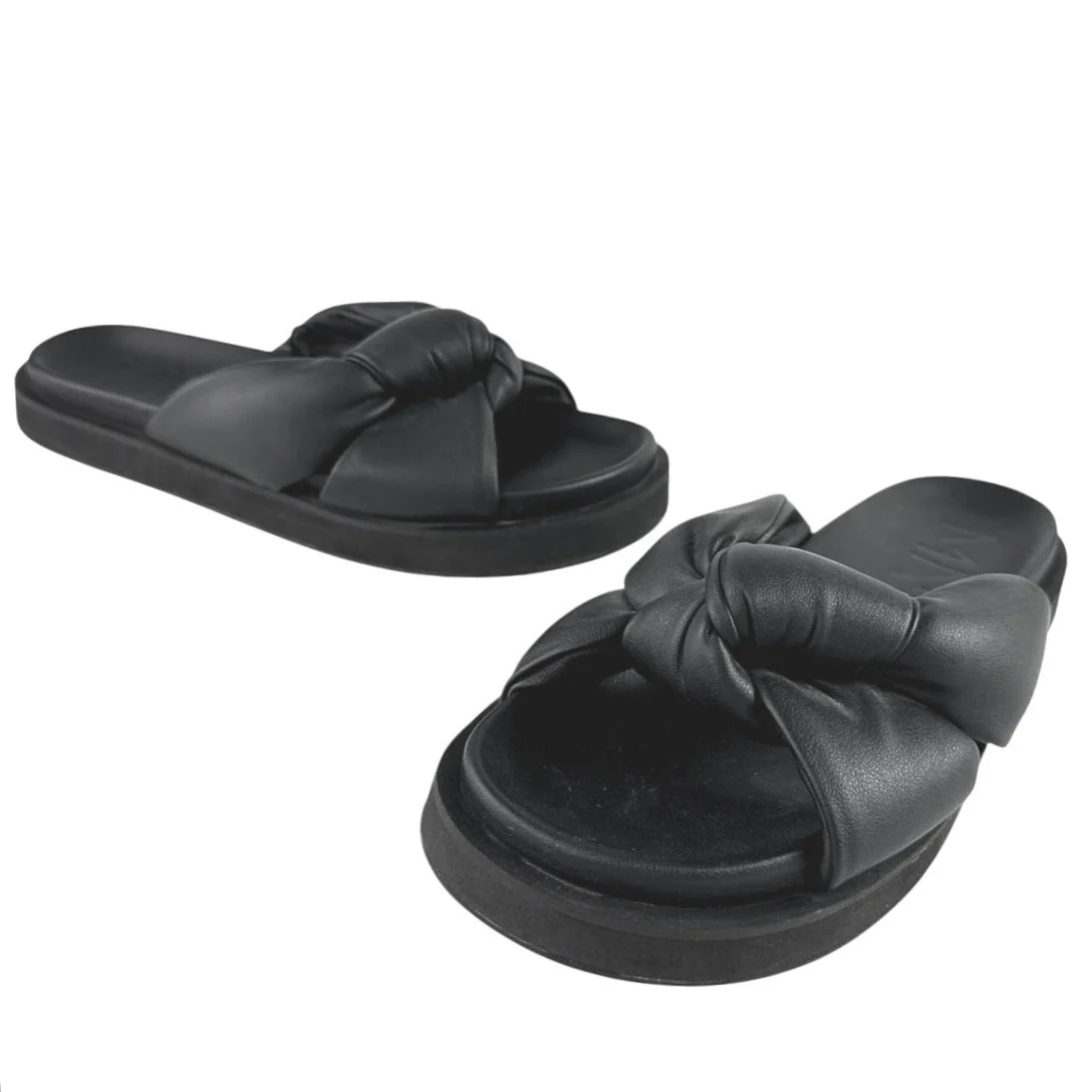 MNG Mango Women's Black Knot Slip On Platform Flats Mules Sandals Size 39 US 8.5 - Image 6