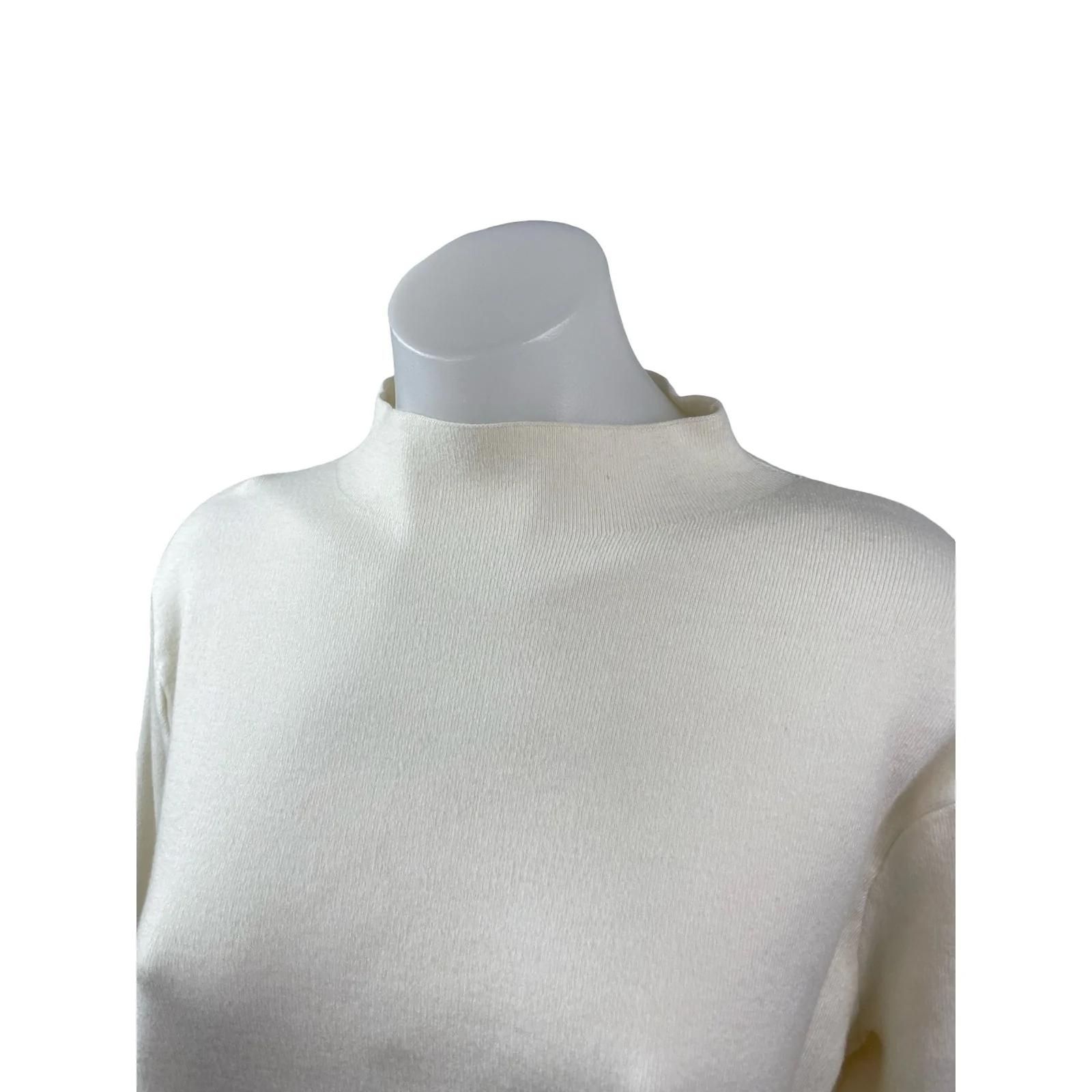 MNG Mango Women's Cream Ivory Long Sleeve Mock Neck Knit Sweater Top Size L - Image 2
