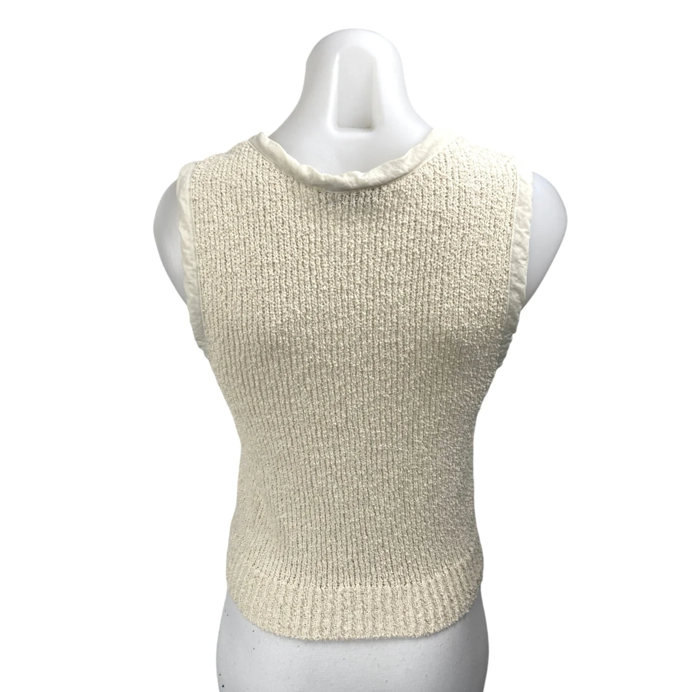 MNG Mango Women's Cream Sleeveless Knit Crew Neck Sweater Tank Top Size XS - Image 2