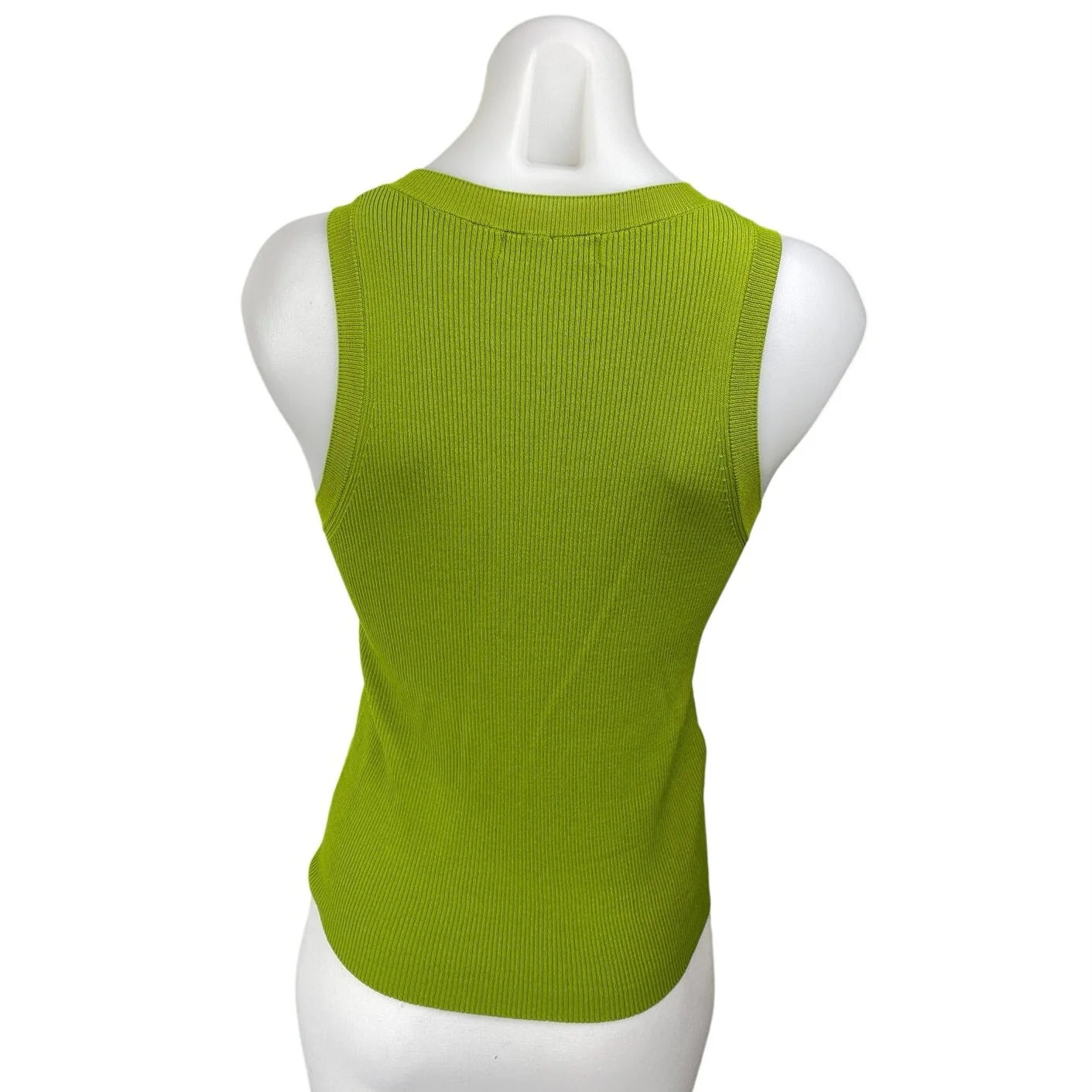 MNG Mango Women's Green Ribbed Knit Crew Neck Sleeveless Sweater Tank Top Size M - Image 2