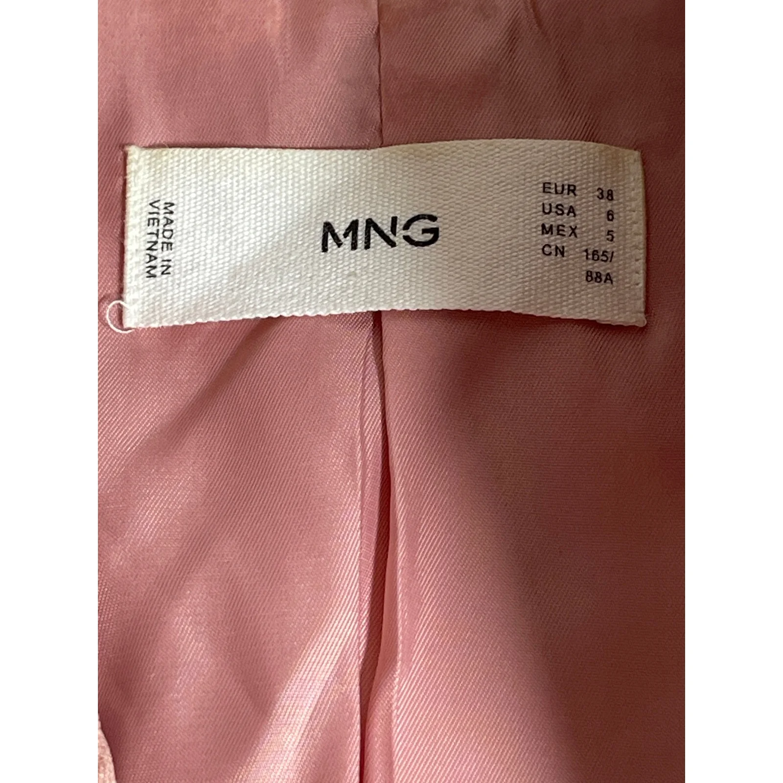 MNG Mango Women's Pink Double Breasted Peak Lapel Blazer Coat Jacket Size 6 - Image 4
