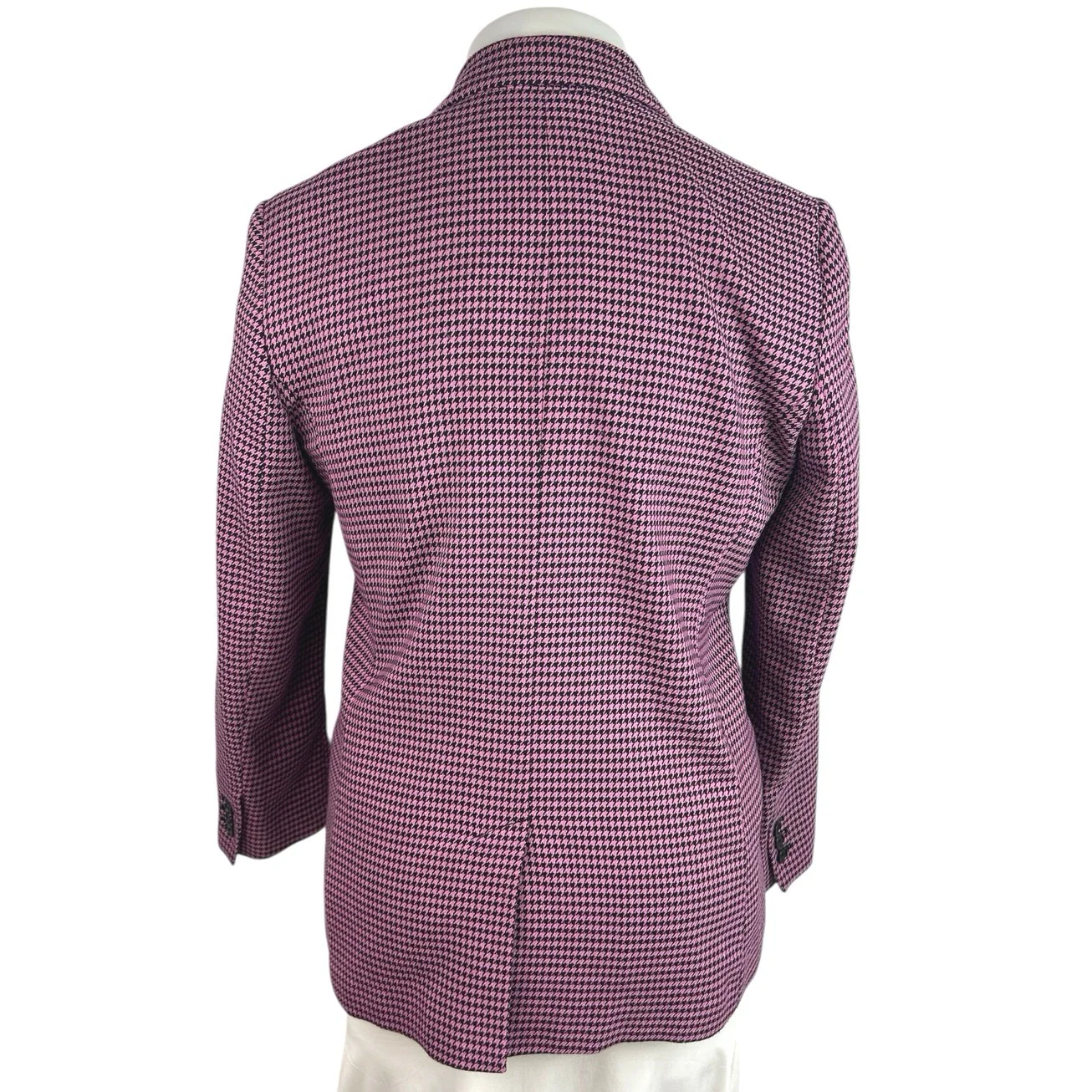 MNG Mango Women's Pink Purple Houndstooth Double Breasted Coat Blazer Jacket L - Image 2