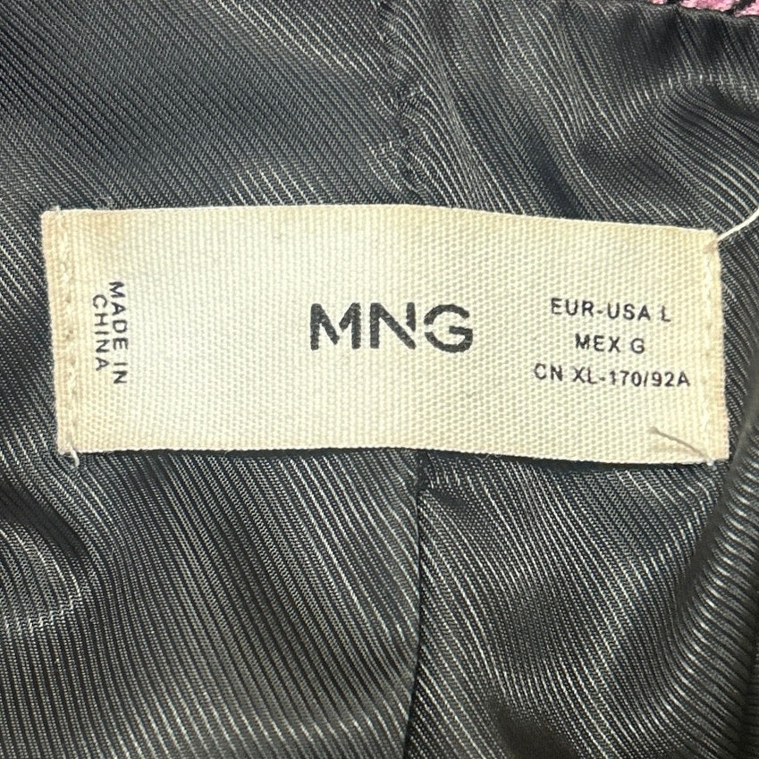 MNG Mango Women's Pink Purple Houndstooth Double Breasted Coat Blazer Jacket L - Image 4