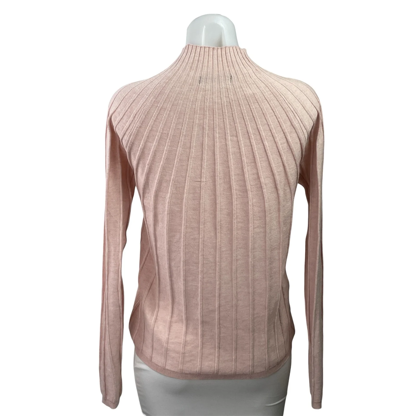 MNG Mango Women's Pink Ribbed Knit Mock Neck Long Sleeve Sweater Top Size XL - Image 3