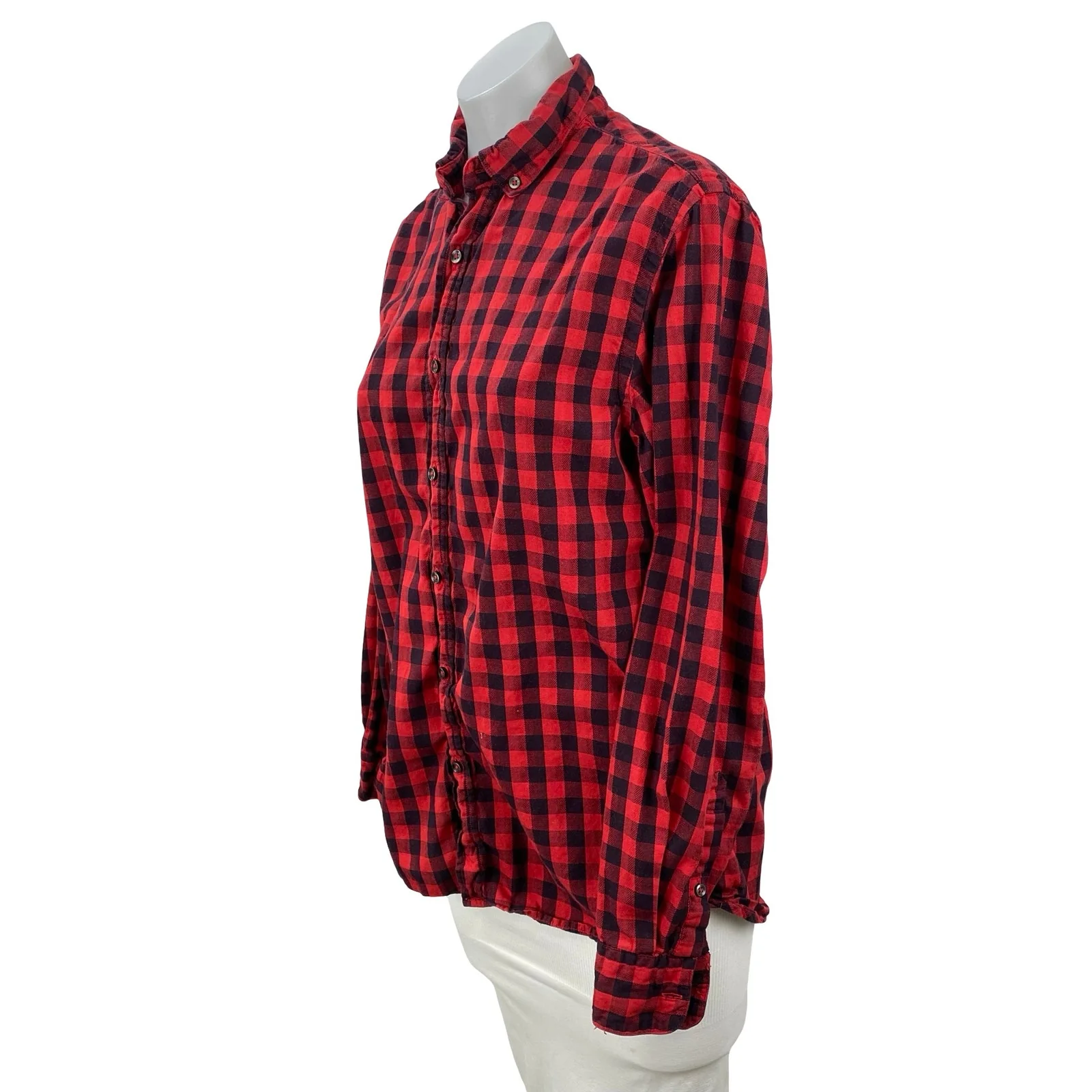 MNG Mango Women's Red Black Gingham Check Long Sleeve Button Up Shirt Top Size S - Image 2