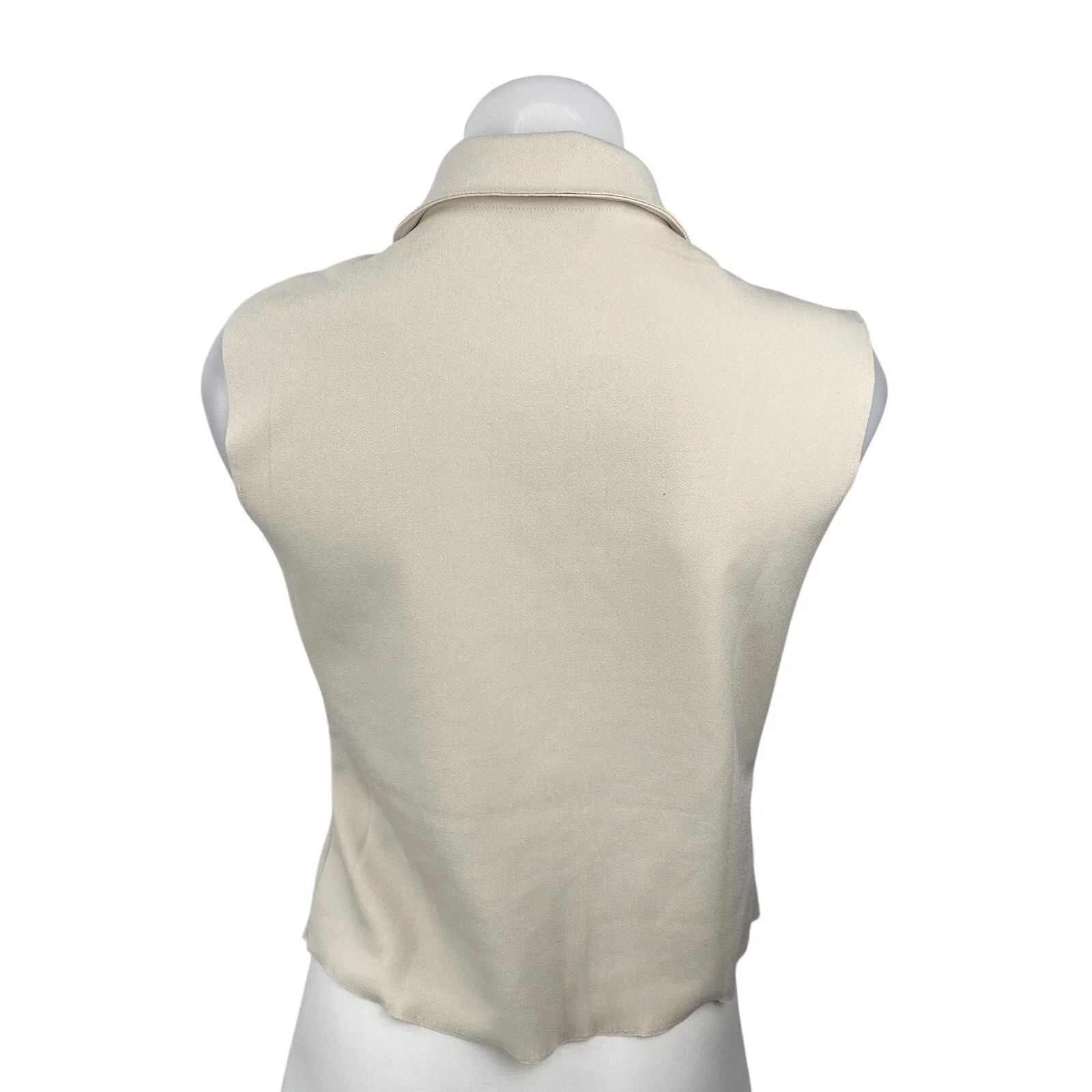 MNG Mango Women's White Cream Ivory Sleeveless Full Zip Blouse Shirt Top Size M - Image 4