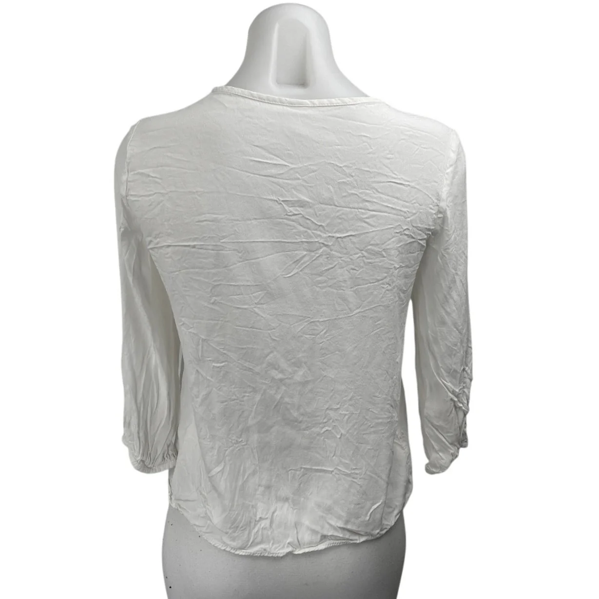 MNG Mango Women's White Long Sleeve Tie Button Up Cardigan Blouse Top Size 4 - Image 2