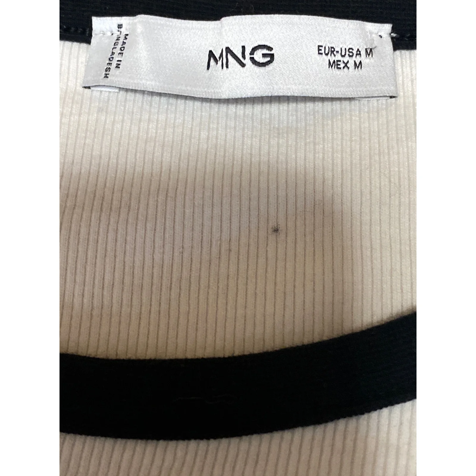 MNG Mango Women's White Short Sleeve Crew Neck Ringer Tee Basic T-Shirt Top Sz M - Image 5