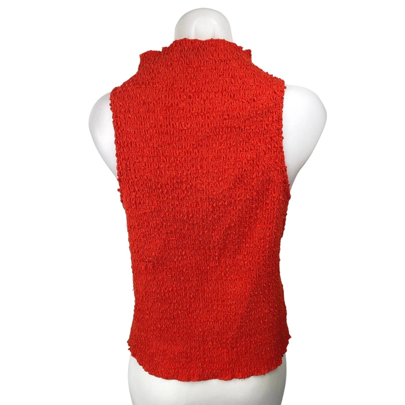 MNG Red Sleeveless Smocked High Neck Stretch Pullover Casual Blouse Top Size XL - Image 2