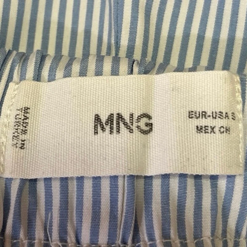 MNG Women's Blue White Pinstriped High Waisted Pull On Casual Shorts Size S - Image 4