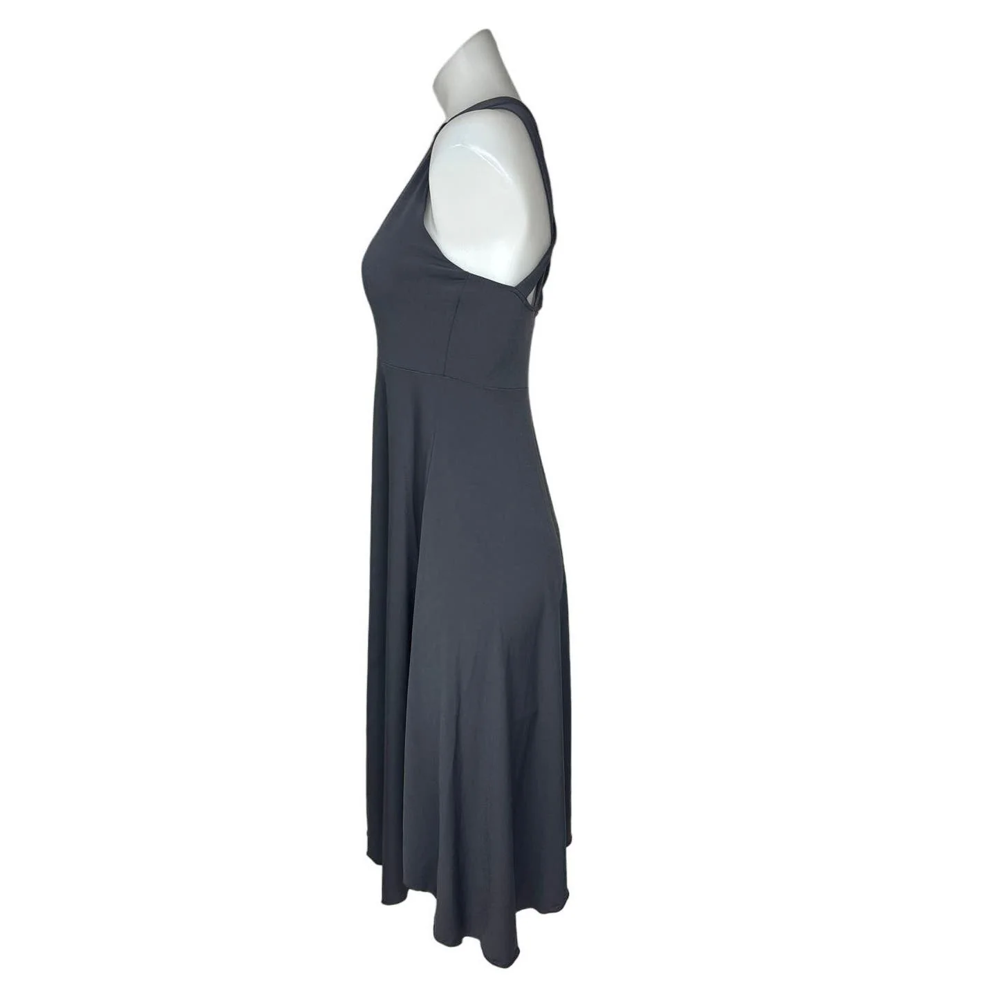 Moda International Gray Sleeveless Scoop Neck Crossback Fit & Flare Dress Size M - Image 2