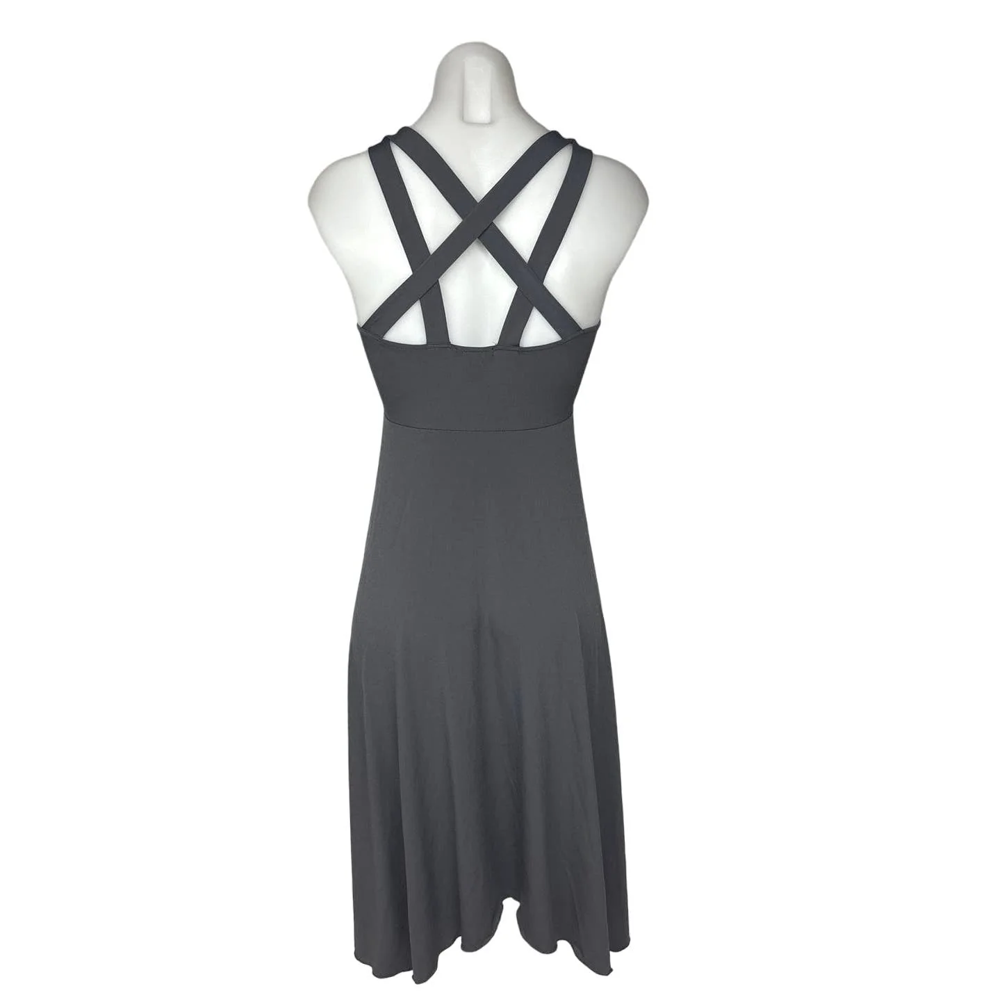 Moda International Gray Sleeveless Scoop Neck Crossback Fit & Flare Dress Size M - Image 3
