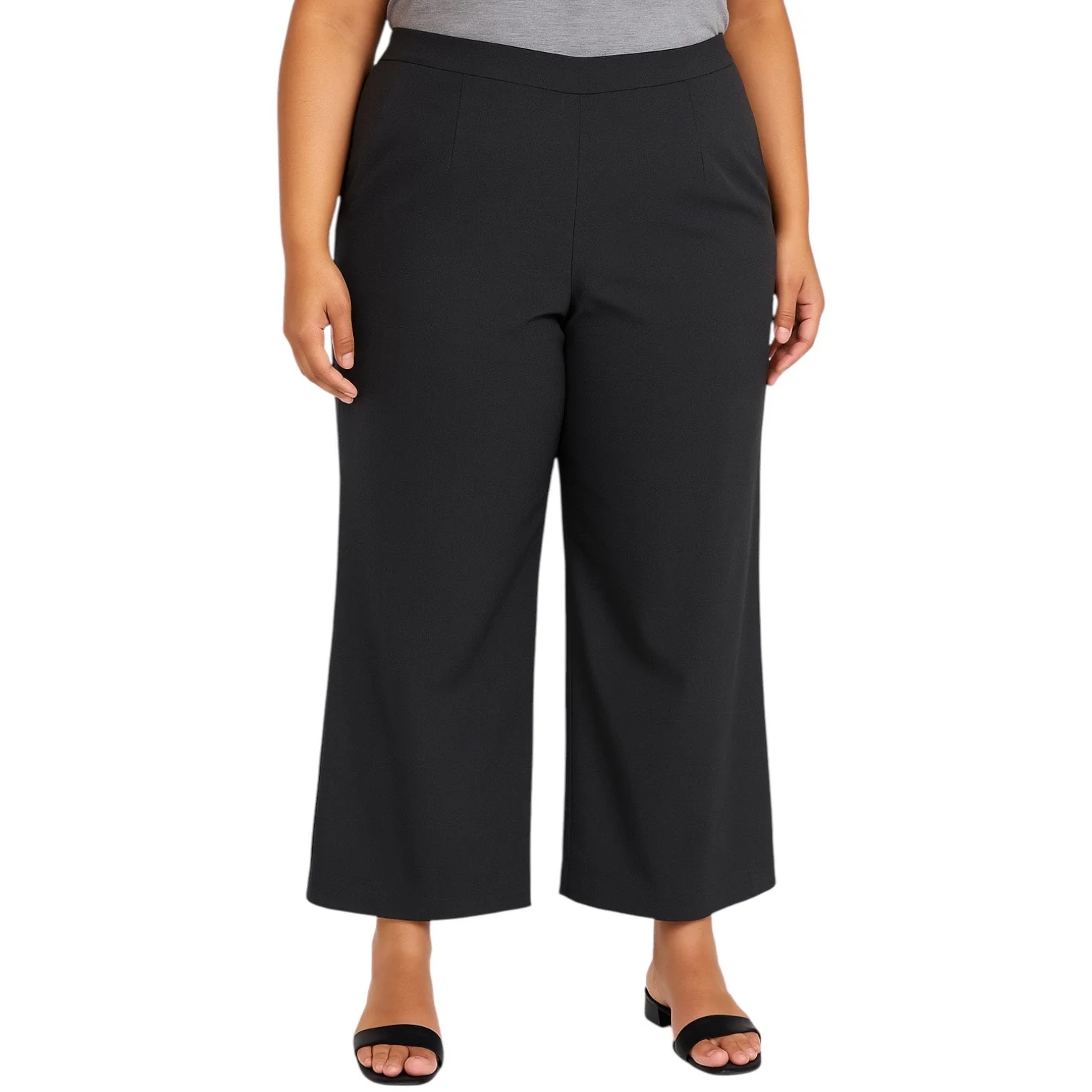 Modern Citizen Womens Black High Waisted Wide Leg Cropped Trousers Pants Size XL - Image 2
