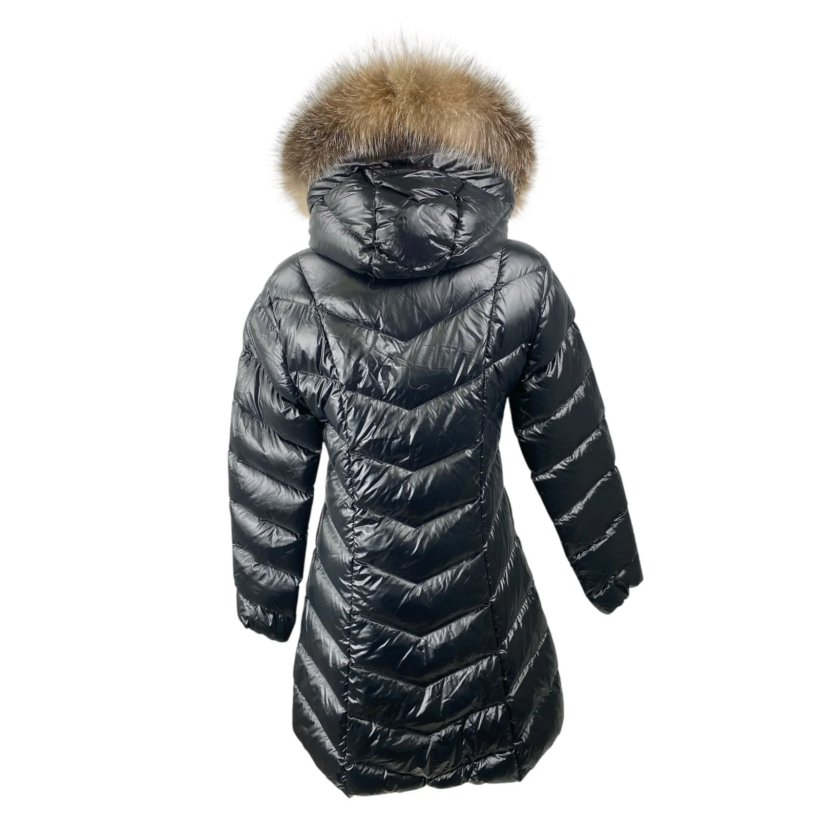 Moncler Women's Black Faux Fur Hoodie Long Sleeve Full Zip Puffer Coat Jacket 2 - Image 4