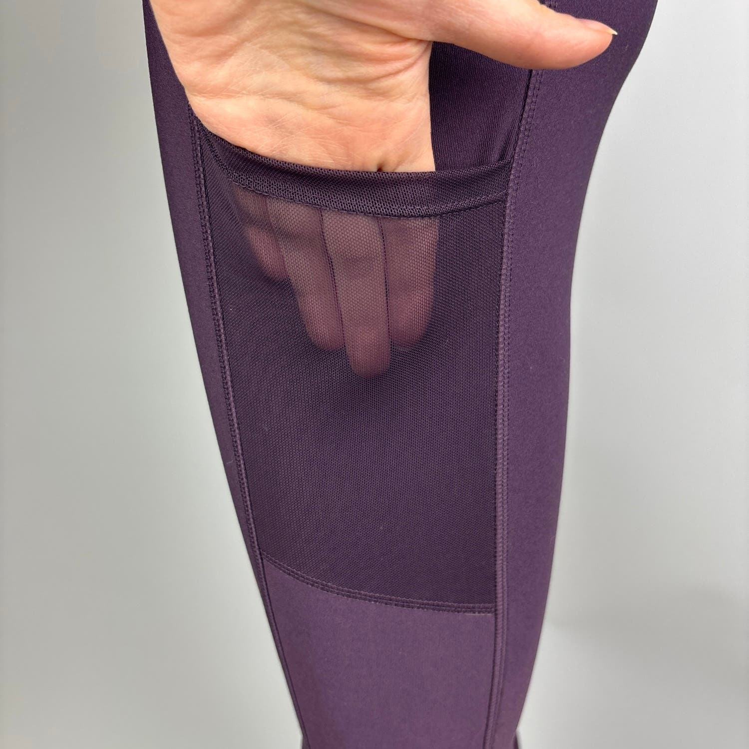 Mondetta Purple Mesh Pockets High Rise Ankle Skinny Pull On Yoga Leggings Size S - Image 6