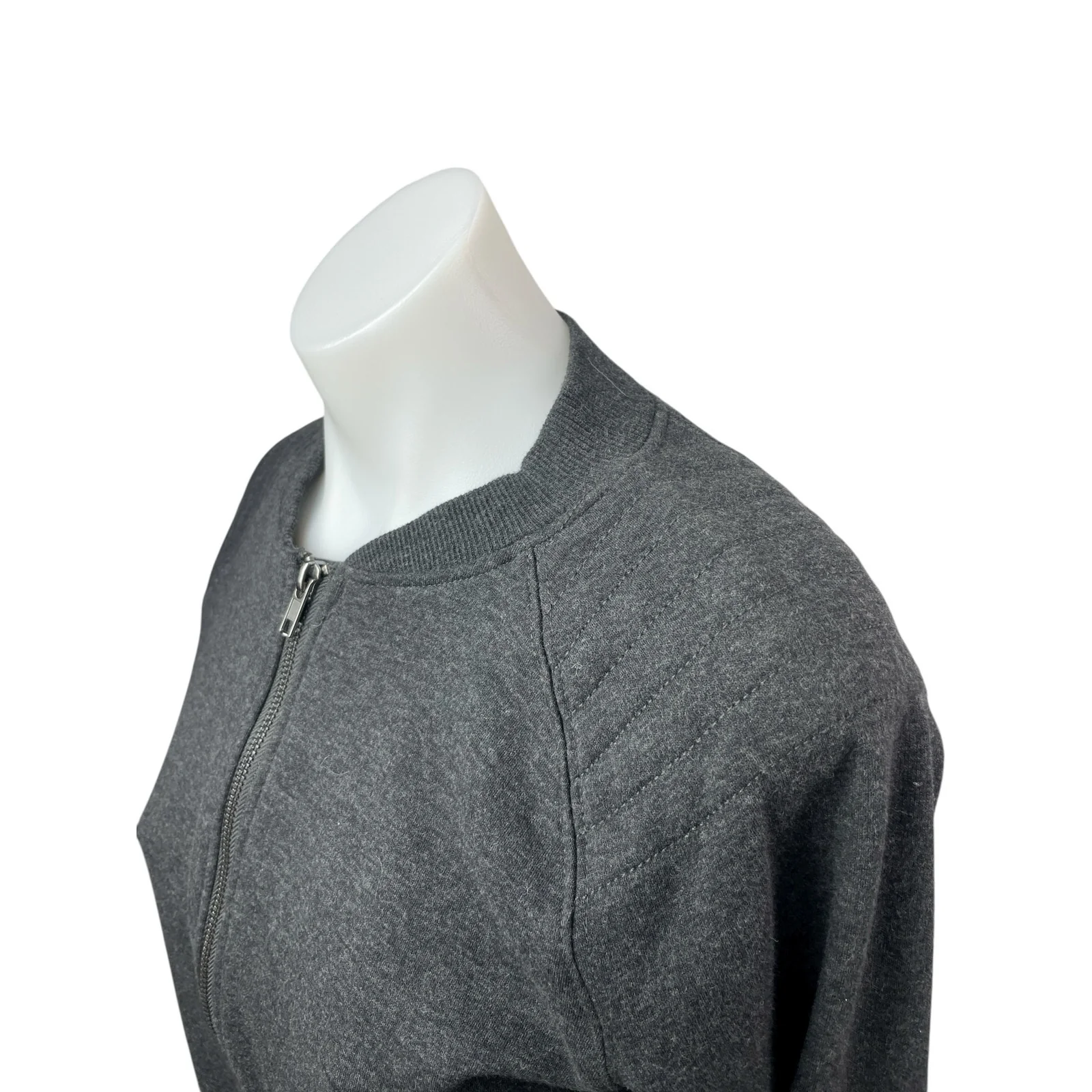 Mondetta Women's Gray Fleece Activewear Sweater Sweatshirt Bomber Coat Jacket S - Image 3