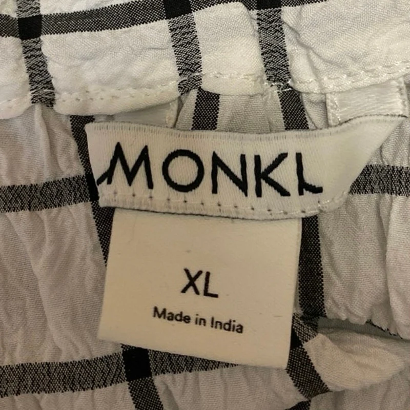 Monki White Grid Checkered Plaid Strapless Sleeveless Midi Tube Tank Dress Sz XL - Image 4