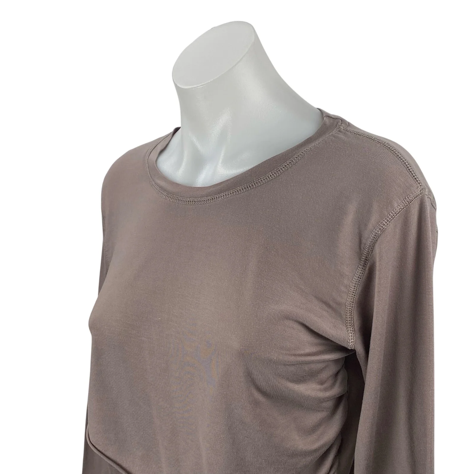 Mono B Women's Purple Long Sleeve Draped Knit Cropped T Shirt Tee Top Size L - Image 3