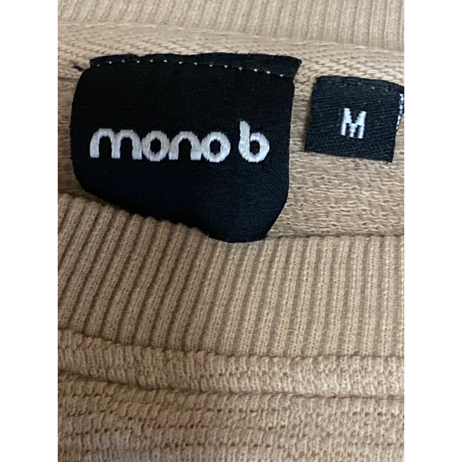 Mono B Women's Tan Crew Neck Knit Long Sleeve Cropped Sweatshirt Top Size M - Image 5