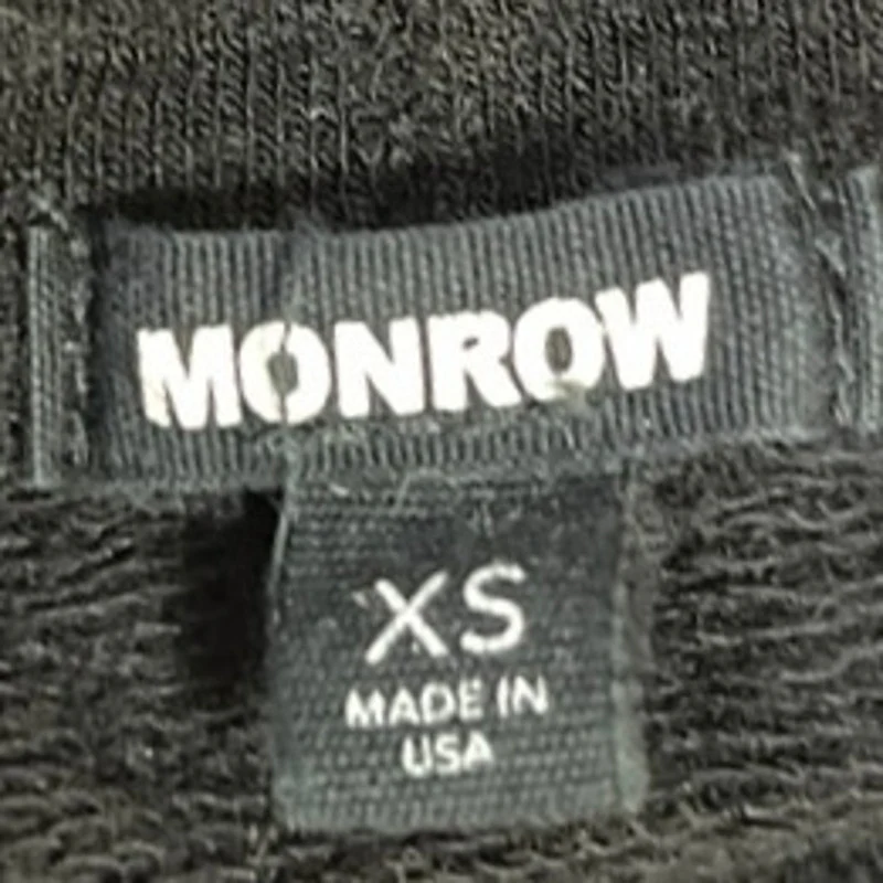 Monrow Black Crew Neck Tie Hem 3/4 Sleeve Pullover Basic Sweater Top Sz XS - Image 4