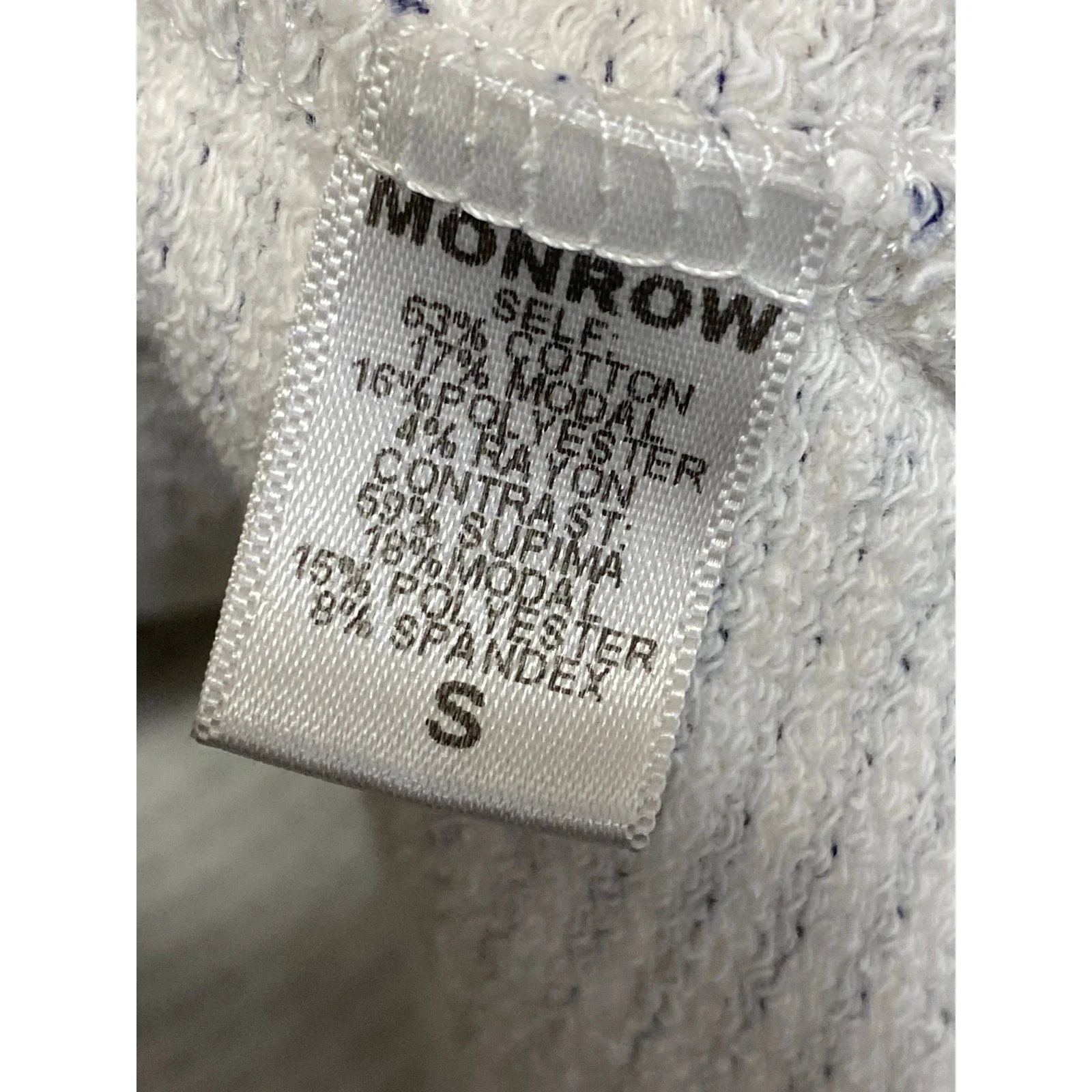 Monrow Women's Gray Kiss Mark Long Sleeve Crew Striped T Shirt Tee Top Size S - Image 6