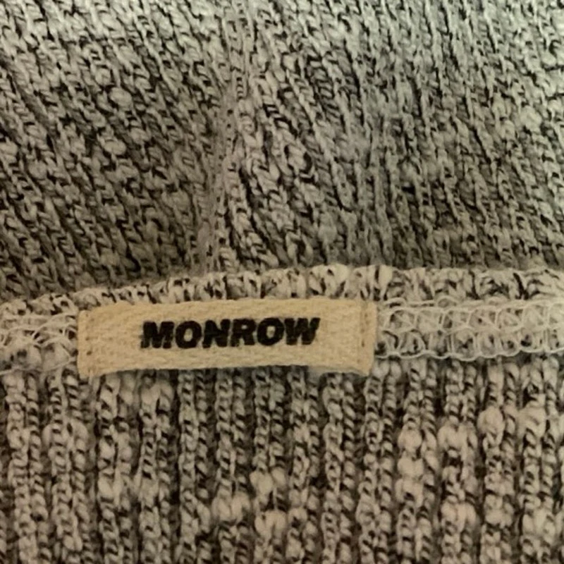 Monrow Women's Gray Ribbed Zip Up Stretch Knit Short Sleeve Shirt Crop Top Sz M - Image 4