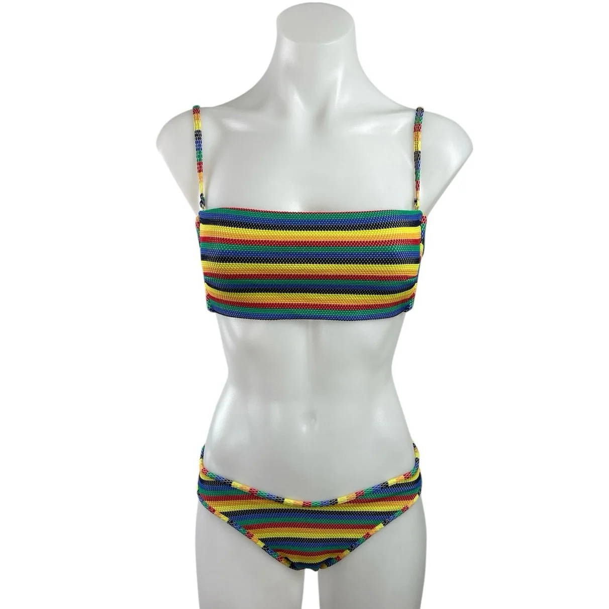 Montce Rainbow Pride Bandeau Tube Two Piece Bikini Swimsuit Swimwear Size M