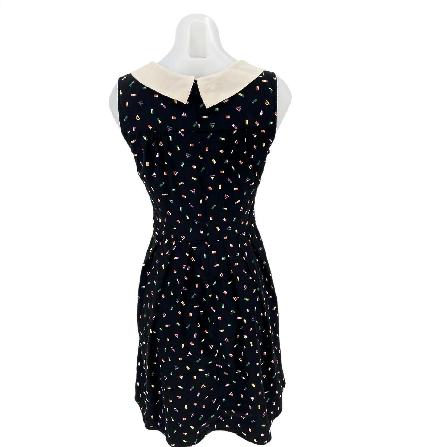 Monteau Black Collared Sleeveless Graphic Print Fit & Flare Mini Dress Size L - Image 2