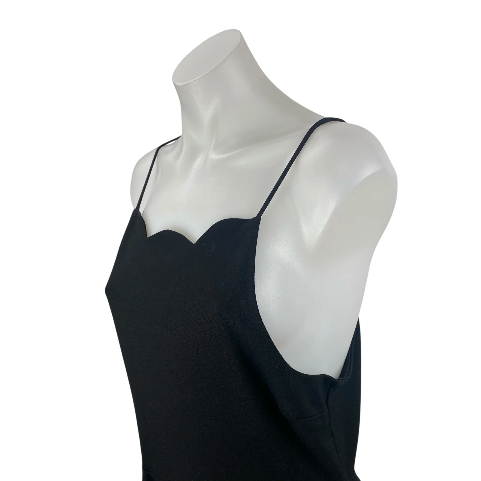Monteau Women's Black Sleeveless Scallop Pleated Cami Tank A Line Mini Dress L - Image 2
