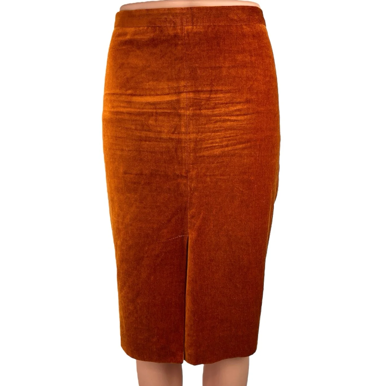 Moschino Cheap And Chic Women's Brown Velvet Front Slit Straight Midi Skirt Sz 8