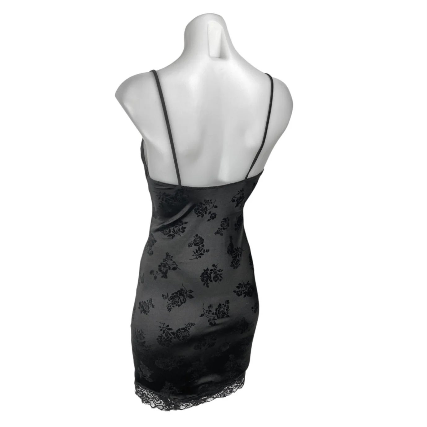 MOTEL Coti Black Floral Lace Silk Satin Cami Camisole Bodycon Tank Dress Size XS - Image 2