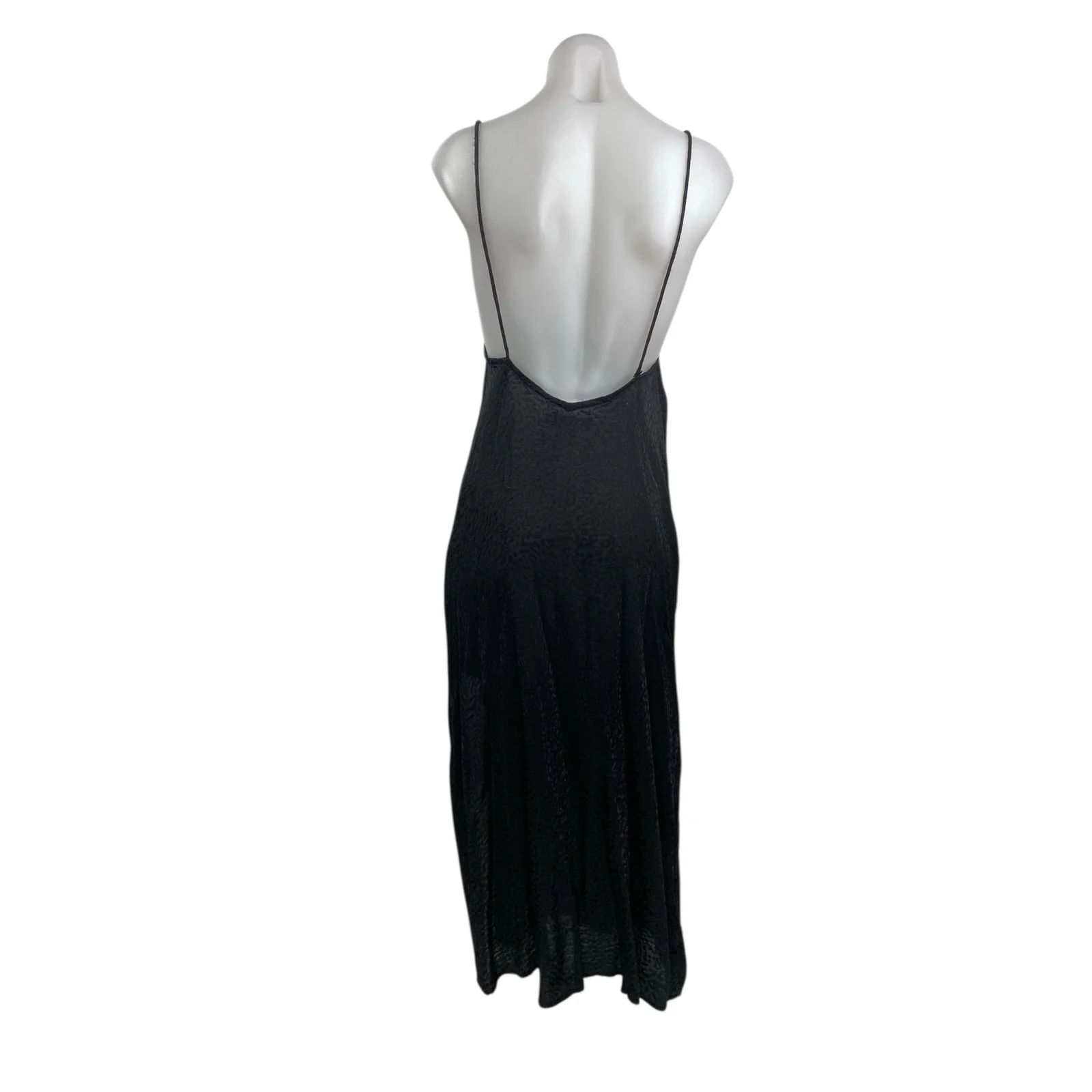 Motel Womens Black Sleeveless Leopard Slit Open Back Cami Midi Slip Dress Size S - Image 3