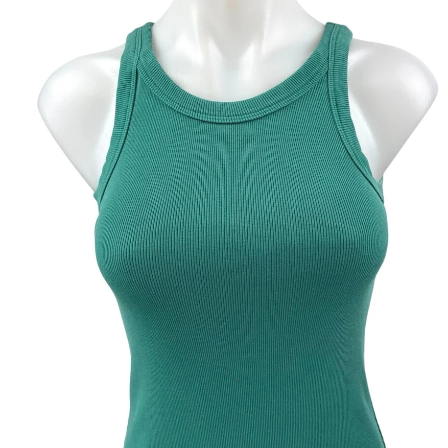 Mother Chin Ups Green Rib Knit Sleeveless Camisole Midi Bodycon Tank Dress Sz XS - Image 3