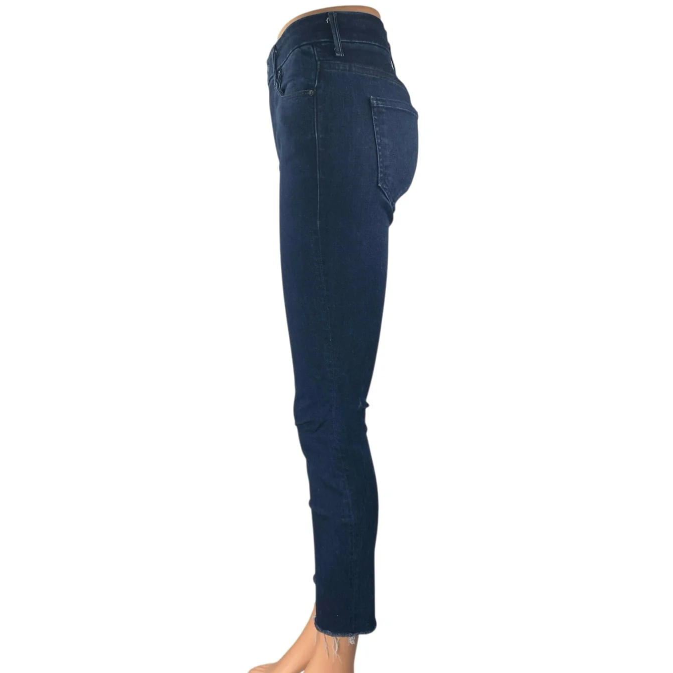 Mother Women's Blue Dark Wash Raw Hem Mid Rise Skinny Denim Jeans Size 25 - Image 2